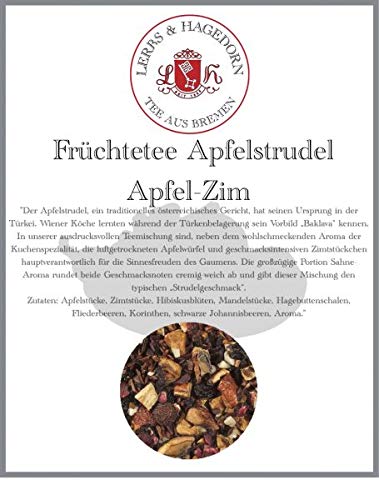 Lerbs & Hagedorn, Früchtetee Apfelstrudel |Mit Sahnearoma 1kg (ca. 81 Liter) Mit Apfel, Zimt, Hibiskus, Mandel, Hagebutte, Flieder,Korinthen von Lerbs & Hagedorn