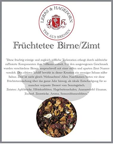 Lerbs & Hagedorn, Früchtetee Birne/Zimt | Fruchtig-Würzig Mit Cremiger Note 1kg (ca. 81 Liter) Mit Apfel, Hibiskus, Hagebuttenschalen von Lerbs & Hagedorn