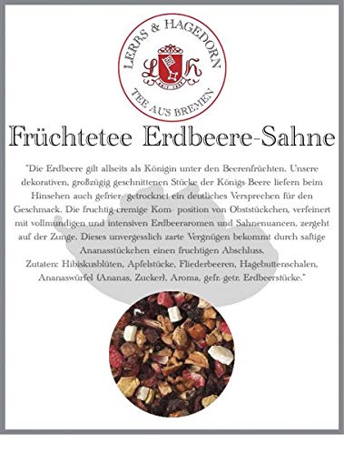 Lerbs & Hagedorn, Früchtetee Erdbeer/Sahne | Vollmundig-Intensiver Geschmack 1kg (ca. 81 Liter) Hibiskusblüten,Apfelstücken,Fliederbeeren von Lerbs & Hagedorn