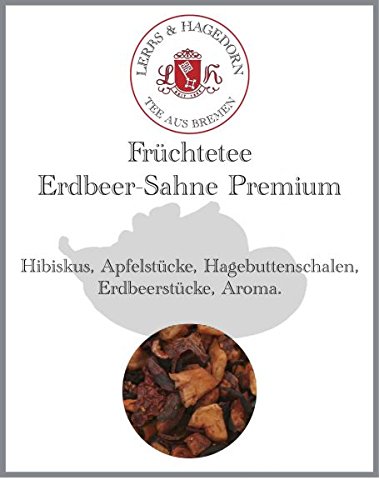 Lerbs & Hagedorn, Früchtetee Erdbeer Sahne Premium | 1kg (ca. 50 Liter) Hibiskus, Apfelstücke, Hagebuttenschalen und Erdbeerstücke von Lerbs & Hagedorn