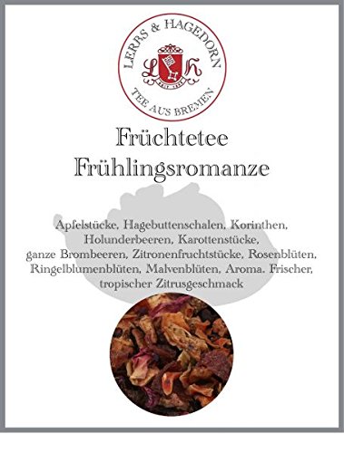 Lerbs & Hagedorn, Früchtetee Frühlingsromanze | Tropischer Zitrusgeschmack 1kg (ca. 50 Liter) Apfelstücke, Hagebuttenschalen, Korinthen, Holunderbeeren von Lerbs & Hagedorn