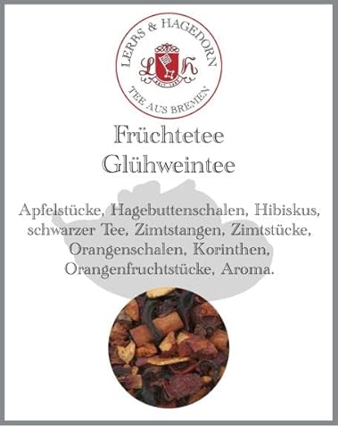 Lerbs & Hagedorn, Früchtetee Glühweintee | 250g (ca.18 Liter) Apfelstücke, Hagebuttenschalen, Hibiskus, schwarzer Tee Lerbs & Hagedorn, Früchtetee Glühweintee | 250g (ca.18 Liter) Apfelstücke, Hagebuttenschalen, Hibiskus, schwarzer Tee von Lerbs & Hagedorn