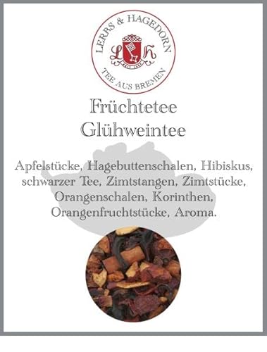 Lerbs & Hagedorn, Früchtetee Glühweintee | 250g (ca.18 Liter) Apfelstücke, Hagebuttenschalen, Hibiskus, schwarzer Tee von Lerbs & Hagedorn