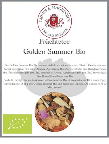 Lerbs & Hagedorn, Früchtetee Golden Summer Bio | Ananas, Pfirsich 1kg Ca. (81 Liter) Apfelstücke Bio, Karottenstücke Bio, Orangenschalen Bio von Lerbs & Hagedorn