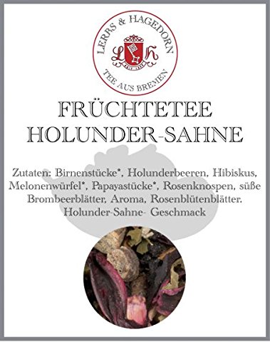 Lerbs & Hagedorn, Früchtetee HolUnder-Sahne | HolUnder, Sahne 2kg Ca. (162 Liter) Birnenstücke Hibiskus, Papayastücke von Lerbs & Hagedorn