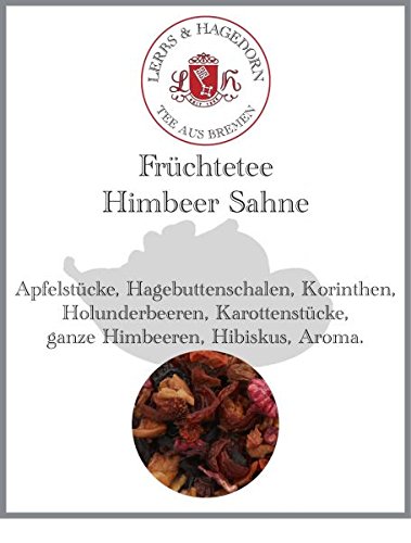 Lerbs & Hagedorn, Früchtetee Himbeer Sahne | 1kg (ca. 50 Liter) Apfelstücke, Hagebuttenschalen, Korinthen, Holunderbeeren von Lerbs & Hagedorn