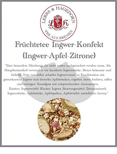 Lerbs & Hagedorn, Früchtetee Ingwer Konfekt | Leicht Süß Würzig 1kg (ca. 81 Liter) Mit Ingwer, Apfel, Zitrone von Lerbs & Hagedorn