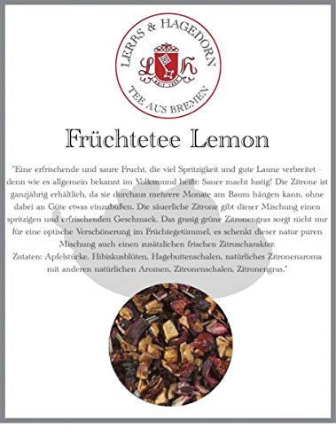Lerbs & Hagedorn, Früchtetee Lemon | Säuerlich Spritzige Note 1kg (ca. 81 Liter) Mit Apfel, Hibiskusblüten, Zitrone von Lerbs & Hagedorn