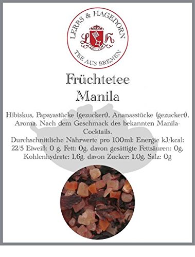 Lerbs & Hagedorn, Früchtetee Manila | 1kg (ca. 50 Liter) Hibiskus, Papayastücke (gezuckert), Ananasstücke (gezuckert) von Lerbs & Hagedorn