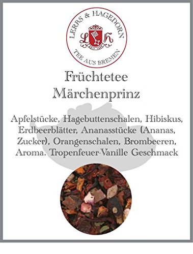 Lerbs & Hagedorn, Früchtetee Märchenprinz | Tropenfeuer-Vanille Geschmack 1kg (ca. 50 Liter) Apfelstücke, Hagebuttenschalen, Hibiskus, Erdbeerblätter von Lerbs & Hagedorn