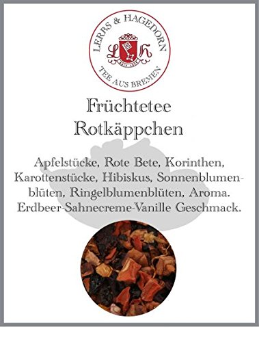 Lerbs & Hagedorn, Früchtetee Rotkäppchen | Erdbeer-Sahnecreme-Vanille Geschmack 1kg (ca. 50 Liter) Apfelstücke, Rote Bete, Korinthen, Karottenstücke von Lerbs & Hagedorn