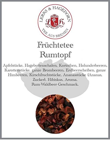 Lerbs & Hagedorn, Früchtetee Rumtopf | Rum-Waldbeer-Geschmack 1kg (ca. 50 Liter) Apfelstücke, Hagebuttenschalen, Korinthen von Lerbs & Hagedorn