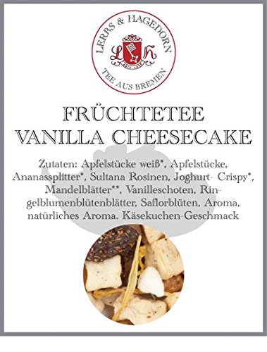 Lerbs & Hagedorn, Früchtetee Vanilla Cheesecake | Käsekuchen 2kg Ca. (162 Liter) Apfelstücke Weiß, Apfelstücke (Geröstet), Ananasstücke von Lerbs & Hagedorn