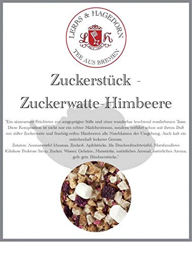 Lerbs & Hagedorn, Früchtetee Zuckerstück | Zuckerwatte-Himbeer-Note 1kg (ca. 81 Liter) Mit Marshmallows, Himbeere, Apfel von Lerbs & Hagedorn