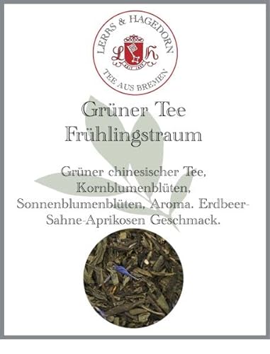 Lerbs & Hagedorn, Grüner Tee Frühlingstraum 1kg | Erdbeer-Sahne-Aprikosen Geschmack 1kg (Ca. 81 Liter) Kornblumenblüten von Lerbs & Hagedorn Bremen