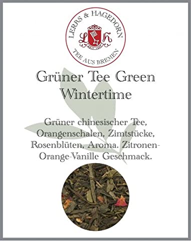 Lerbs & Hagedorn, Grüner Tee Green Wintertime | Zitronen-Orange-Vanille Geschmack 250g (Ca. 20 Liter) Orangenschalen, Zimtstücke von Lerbs & Hagedorn