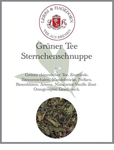 Lerbs & Hagedorn, Grüner Tee Sternchenschnuppe 1 kg | Mandarine-Vanille-Zimt-Orangenspice Geschmack 1kg (Ca. 81 Liter) Zimtrinde, Zitronenschalen von Lerbs & Hagedorn