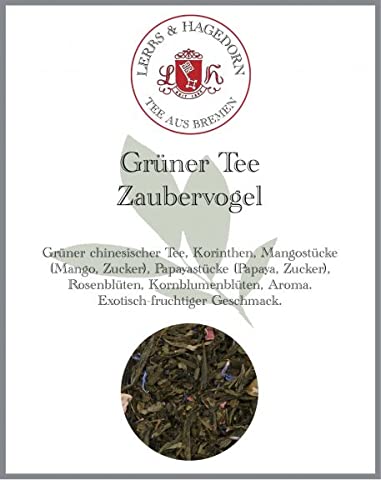 Lerbs & Hagedorn, Grüner Tee Zaubervogel | Exotisch-fruchtiger Geschmack 250g (Ca. 20 Liter) orinthen, Mangostücke von Lerbs & Hagedorn