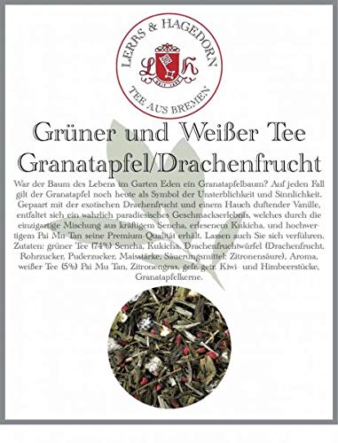 Lerbs & Hagedorn, Grüner und Weißer Tee Granatapfel/Drachenfrucht | Paradiesisches Geschmackserlebnis 1kg (ca. 81 Liter) Mit Zitronengras von Lerbs & Hagedorn