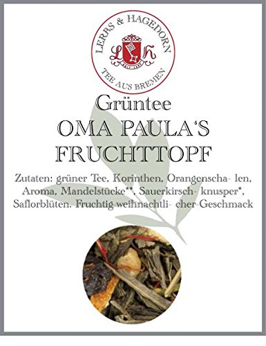 Lerbs & Hagedorn, Grüner Tee Oma Paulas Fruchttopf | Fruchtig, Weihnachtlich 2kg Ca. (162 Liter) von Lerbs & Hagedorn