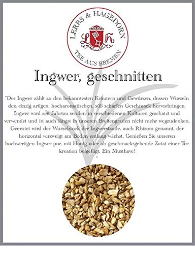 Lerbs & Hagedorn, Ingwer geschnitten | Süß-Scharfer Geschmack 1kg (ca. 81 Liter) Ingwer von Lerbs & Hagedorn