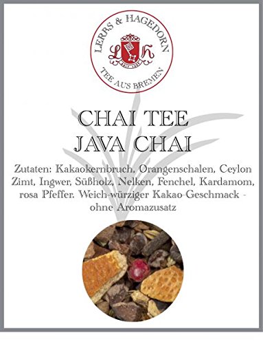 Lerbs & Hagedorn, Chaitee Java Chai | Schokoladig, Zimtig, Würzig 2kg Ca. (162 Liter) Kakaokernbruch, Zimtstücke, Orangenschalen von Lerbs & Hagedorn