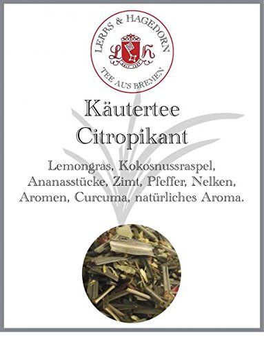 Lerbs & Hagedorn, Kräutertee Citropikant | 250g (ca. 21 Liter) Lemongras, Kokosraspeln, Ananasstücke, Zimt, rosa Pfeffer, Nelken, Curcuma von Lerbs & Hagedorn