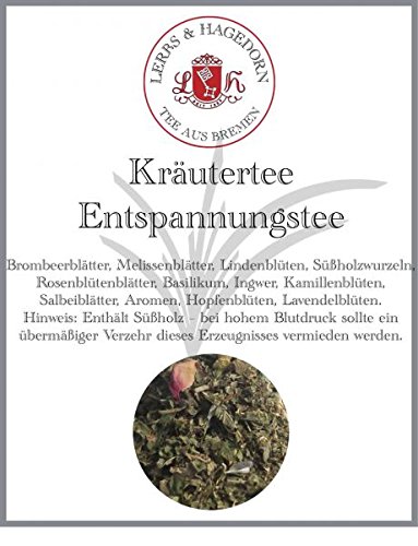 Lerbs & Hagedorn, Kräutertee Entspannungstee | 250g (ca. 21 Liter) Brombeer-, Melissenblätter, Lindenblüten, Süßholzwurzeln von Lerbs & Hagedorn