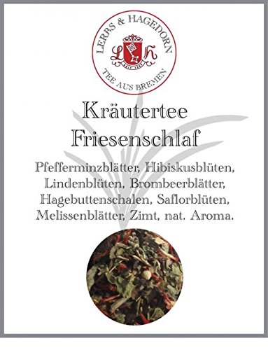 Lerbs & Hagedorn, Kräutertee Friesenschlaf | Zimt Geschmack 250g (ca. 21 Liter) Saflorblüten, Pfefferminzblätter, Hibiskusblüten, Lindenblüten von Lerbs & Hagedorn