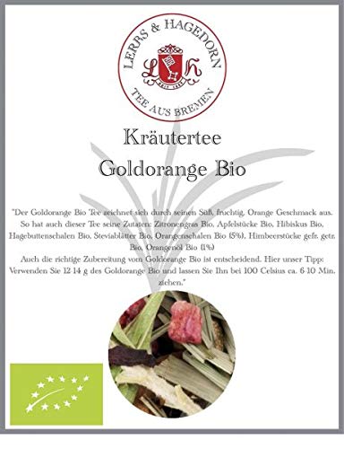 Lerbs & Hagedorn, Kräutertee Goldorange Bio | Süß, Fruchtig, Orange 1kg Ca. (81 Liter) Zitronengras Bio, Apfelstücke Bio, Hibiskus Bio von Lerbs & Hagedorn