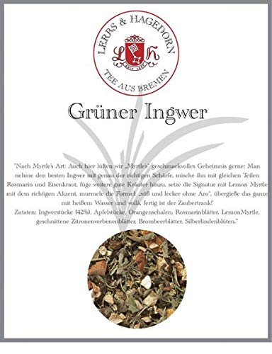 Lerbs & Hagedorn, Kräutertee Grüner Ingwer | Würzig Zitrus-Note 1kg (ca. 81 Liter) Mit Apfel, Orange, Rosmarin, Lemon-Myrthe von Lerbs & Hagedorn