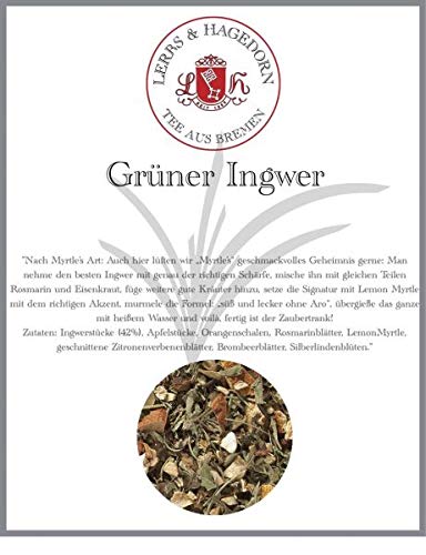 Lerbs & Hagedorn, Kräutertee Grüner Ingwer | Würzig Zitrus-Note 1kg (ca. 81 Liter) Mit Apfel, Orange, Rosmarin, Lemon-Myrthe von Lerbs & Hagedorn