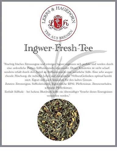 Lerbs & Hagedorn, Kräutertee Ingwer Fresh Tee | Süßholzwurzel-Süße 1kg (ca. 81 Liter) Mit Pfefferminze, Zitronen, Pfeffer von Lerbs & Hagedorn