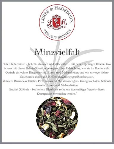 Lerbs & Hagedorn, Kräutertee Minzvielfalt | Erfrischend Pfefferminz-Zitronengras Geschmack (ca. 81 Liter) Mit Süßholzwurzeln,Orangenschalen von Lerbs & Hagedorn