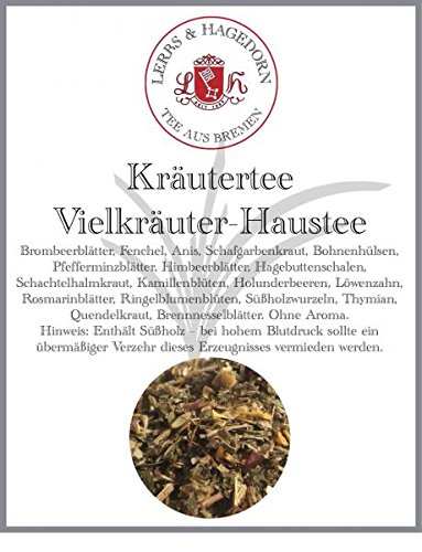 Lerbs & Hagedorn, Kräutertee Vielkräuterhaustee | 250g (ca. 21 Liter) Brombeerblättern, Fenchel, Anis, Schafgarbenkraut, Bohnenhülsen von Lerbs & Hagedorn