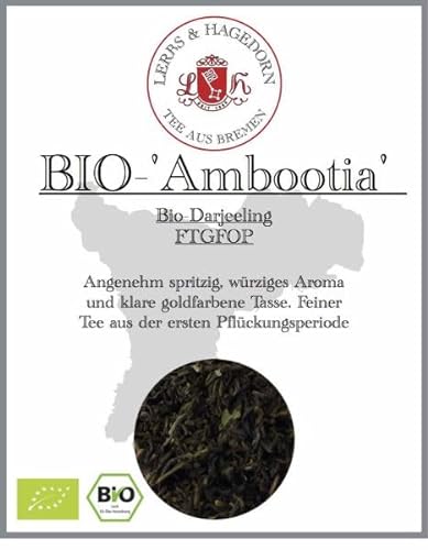 Lerbs & Hagedorn, Bio Darjeeling Tee FTGFOP Ambootia first flush|Spritziger Würziger Geschmack 1.5kg (ca. 122 Liter) Klare Goldfarbene Tasse von Lerbs & Hagedorn