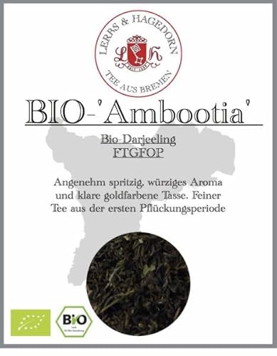 Lerbs & Hagedorn, Bio Darjeeling Tee FTGFOP Ambootia first flush|Spritziger Würziger Geschmack 1.5kg (ca. 122 Liter) Klare Goldfarbene Tasse von Lerbs & Hagedorn