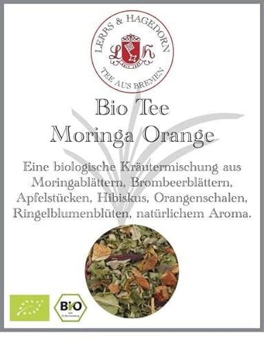 Lerbs & Hagedorn, Bio Tee Moringa Orange |Orange und Moringa 250g (ca. 20 Liter) Moringablätter, Brombeerblätter, Apfelstücken, Hibiskus von Lerbs & Hagedorn