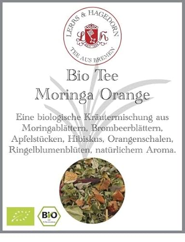 Lerbs & Hagedorn, Bio Tee Moringa Orange |Orange und Moringa 250g (ca. 20 Liter) Moringablätter, Brombeerblätter, Apfelstücken, Hibiskus von Lerbs & Hagedorn