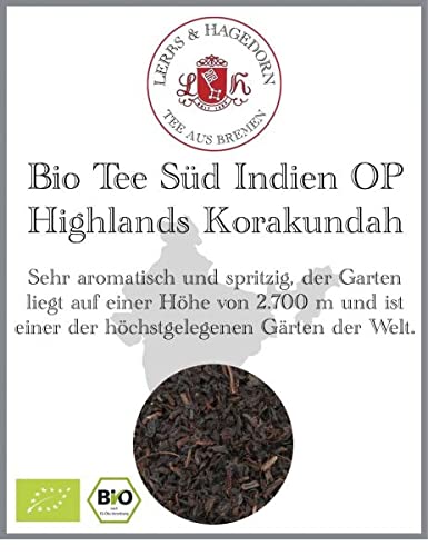Lerbs & Hagedorn, Bio Tee Süd Indien OP Highlands Korakundah |Aromatisch, Spritzig 250g (ca. 20 Liter) von Lerbs & Hagedorn
