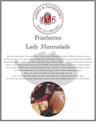 Lerbs & Hagedorn, Früchtetee Lady Marmalade | Rhabarber, Eierlikör, Erdbeere 2kg Ca. (162 Liter) Apfelstücke Weiß von Lerbs & Hagedorn
