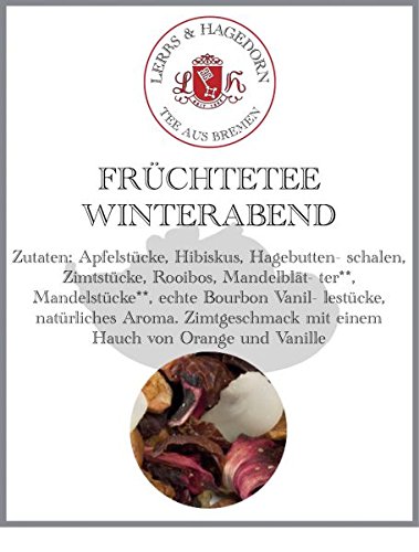 Lerbs & Hagedorn, Früchtetee Winterabend | Zimt, Orange, Vanille 2kg Ca. (162 Liter) Apfelstücke (Geröstet), Hibiskus, Hagebuttenschalen von Lerbs & Hagedorn