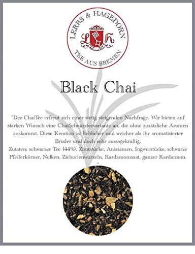 Lerbs & Hagedorn, Kräutertee Black Chai | Ohne Zusätzliche Aromen 1kg (ca. 81 Liter) Mit Zimt, Anissamen, Ingwer, Pfeffer, Nelken, Kardamon von Lerbs & Hagedorn