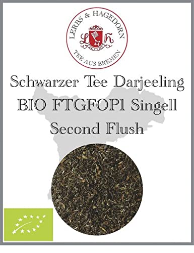 Lerbs & Hagedorn, Schwarzer Tee Darjeeling BIO FTGFOP1 Singell Second Flush | Weich Samtiges Muskatel 1kg (ca. 81 Liter) Fine Tippy Golden Flowery Orange Pekoe von Lerbs & Hagedorn