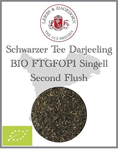 Lerbs & Hagedorn, Schwarzer Tee Darjeeling BIO FTGFOP1 Singell Second Flush | Weich Samtiges Muskatel 1kg (ca. 81 Liter) Fine Tippy Golden Flowery Orange Pekoe von Lerbs und Hagedorn