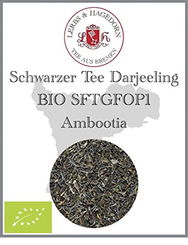 Lerbs & Hagedorn, Schwarzer Tee Darjeeling BIO SFTGFOP1 Ambootia | 1kg (ca. 81 Liter) Special Finest Tippy Golden Flowery Orange Pekoe von Lerbs und Hagedorn