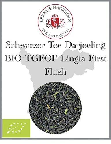 Lerbs & Hagedorn, Schwarzer Tee Darjeeling BIO TGFOP Lingia First Flush |weich und blumig 1kg (ca. 81 Liter) Tippy Golden Flowery Orange Pekoe von Lerbs und Hagedorn