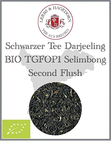 Lerbs & Hagedorn, Schwarzer Tee Darjeeling BIO TGFOP1 Selimbong Second Flush |Hocharomatisch-würzig 1kg (ca. 81 Liter) Tippy Golden Flowery Orange Pekoe von Lerbs und Hagedorn