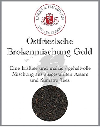 Lerbs & Hagedorn, Ostfriesische Brokenmischung Gold |Kräftig, Malzig 1kg (ca. 81 Liter) Assamtee, Sumatratee, Mischung, Brokentee von Lerbs & Hagedorn