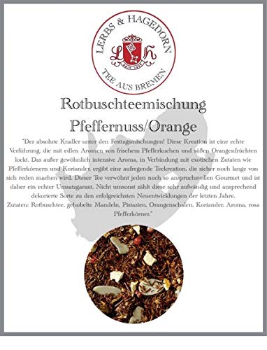 Lerbs & Hagedorn, Roibuschtee Pfeffernuss/Orange | Pfeffernuss Orange Geschmack 1kg (ca. 81 Liter) Mit Mandeln, Pistazien, Koriander Lerbs & Hagedorn, Roibuschtee Pfeffernuss/Orange | Pfeffernuss Orange Geschmack 1kg (ca. 81 Liter) Mit Mandeln, Pistazien, Koriander von Lerbs & Hagedorn